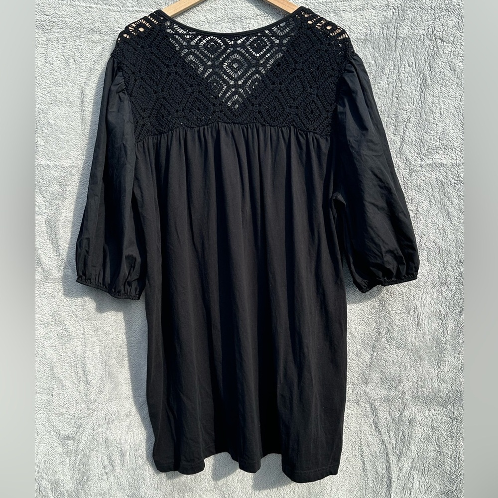 Torrid Belle Isle Black Crochet Lace Peasant Tunic Dress Swim Cover Up Size 2 - Picture 3 of 7